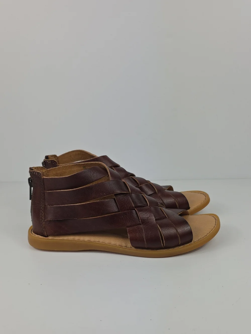 Børn Iwa Woven Brown Leather Women's Sandals Size 8